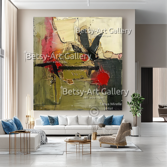 Terra Colors Textured Modern Abstract Impasto Oil Painting on Canvas #14