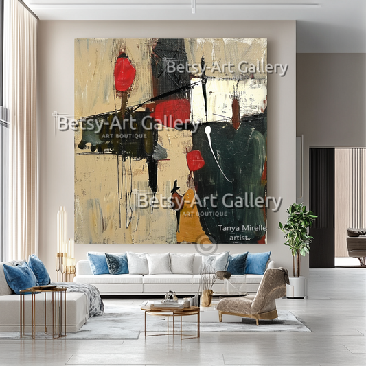 Terra Colors Textured Modern Abstract Impasto Oil Painting on Canvas #15