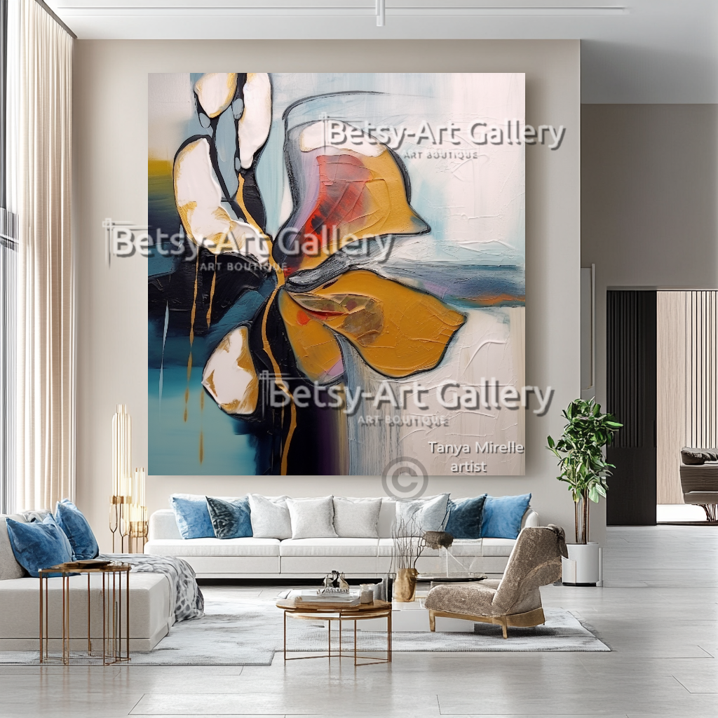 Floral Abstract Impasto Oil Painting on Canvas #23