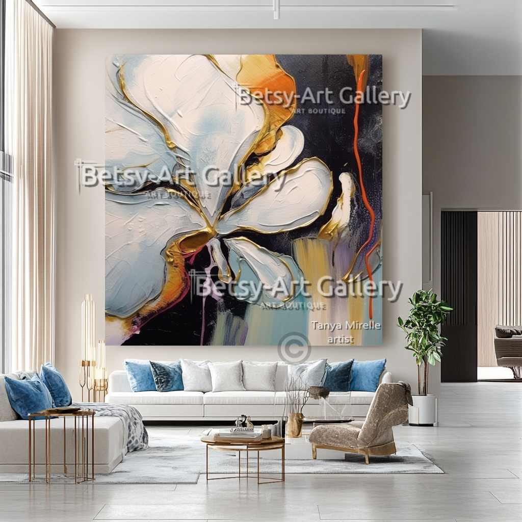 Floral Abstract Impasto Oil Painting on Canvas #23
