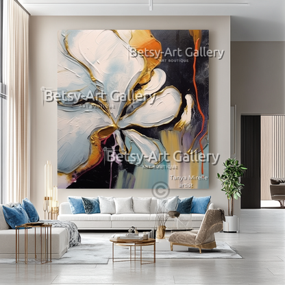 Floral Abstract Impasto Oil Painting on Canvas #23