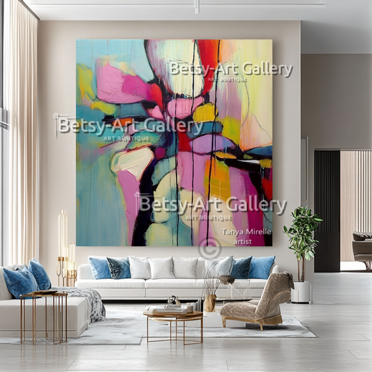 Purple Modern Abstract Impasto Oil Painting on Canvas #25