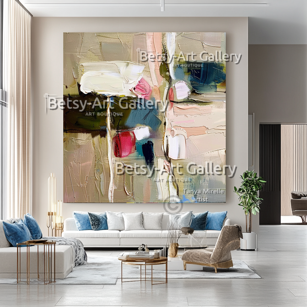 Modern Textured Abstract Impasto Oil Painting on Canvas #1 – Large – Oil on Canvas – {{ product.title }} canvas artwork by Tanya Mirelle – modern wall decor – original artwork for home, living room, office, or gallery – original artwork by BETSY-ART GALLERY