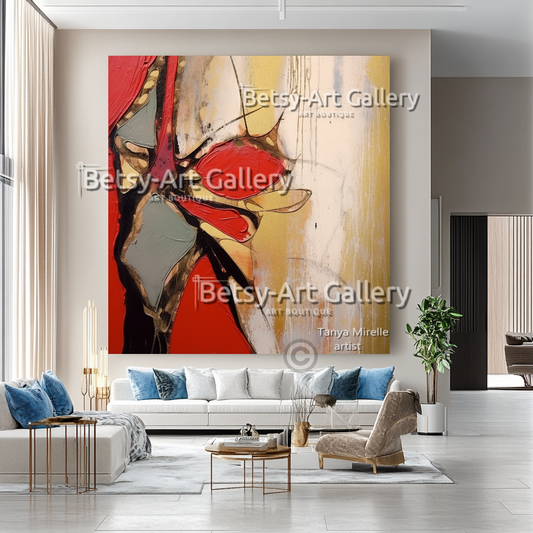 Vibrant Abstract Painting – Large Modern Textured Canvas Wall Art #30