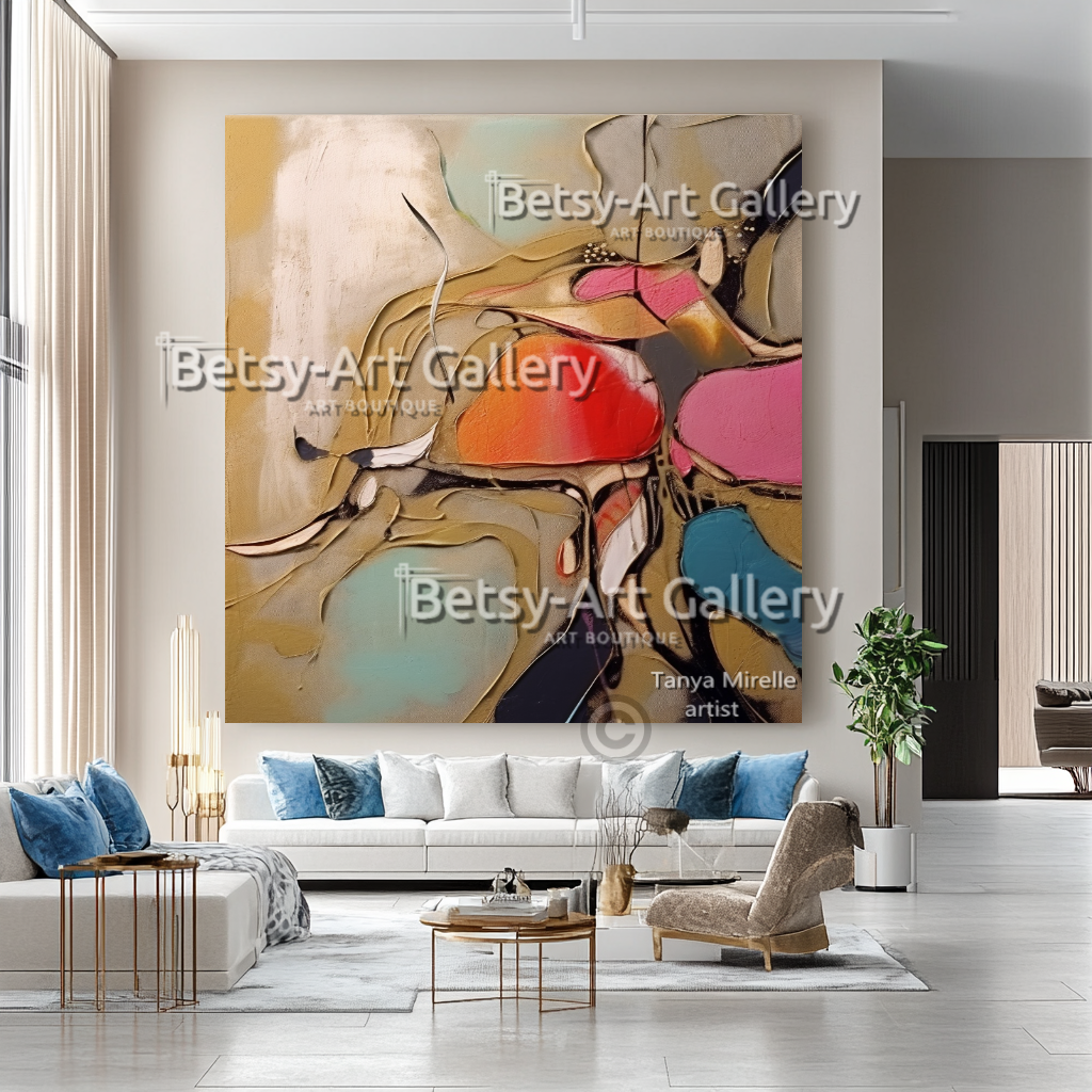Colorful Abstract Painting – Large Modern Textured Canvas Wall Art #31
