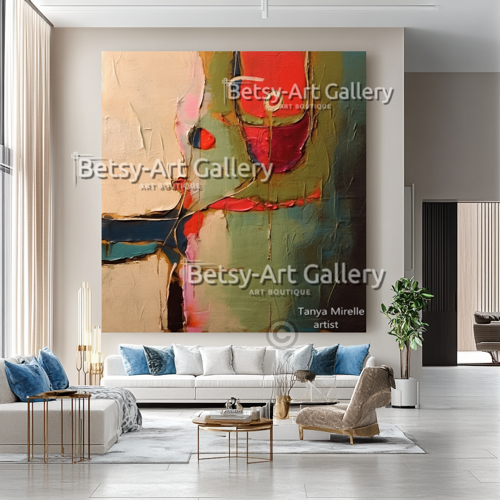 Bold Abstract Painting – Large Modern Textured Canvas Wall Art #35