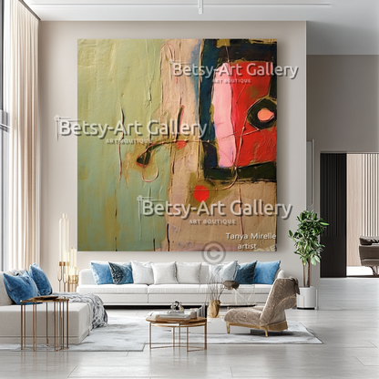 Bold Abstract Painting – Large Modern Textured Canvas Wall Art #35