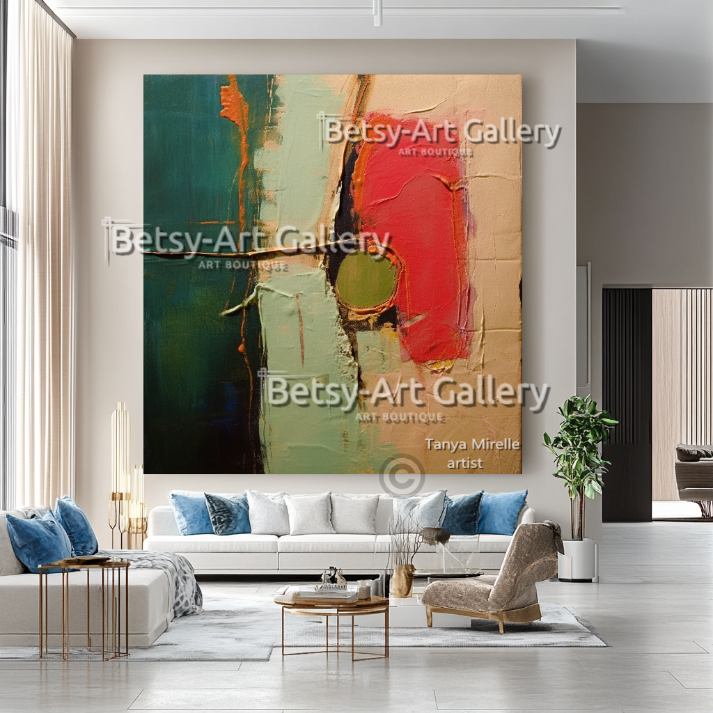 Bold Abstract Painting – Large Modern Textured Canvas Wall Art #35