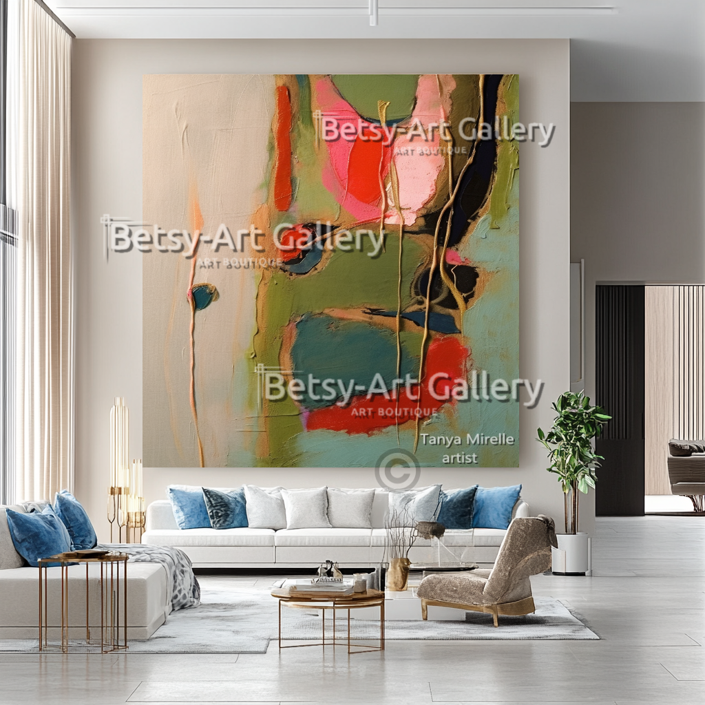 Bold Abstract Painting – Large Modern Textured Canvas Wall Art #35