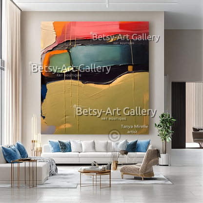 Deep Colors Modern Abstract - Textured Painting on Canvas #28