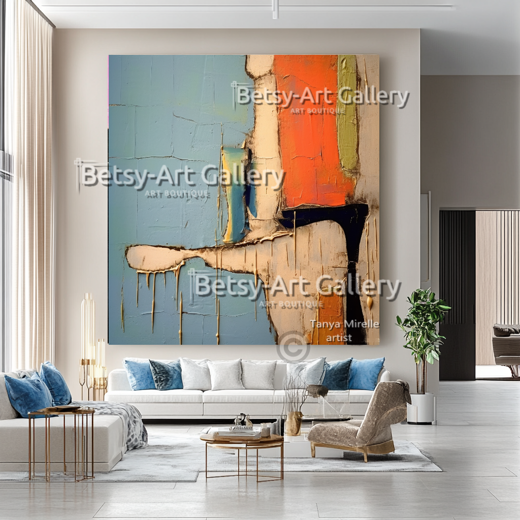 Minimalist Impasto Oil Painting – Abstract Textured Wall Art #38