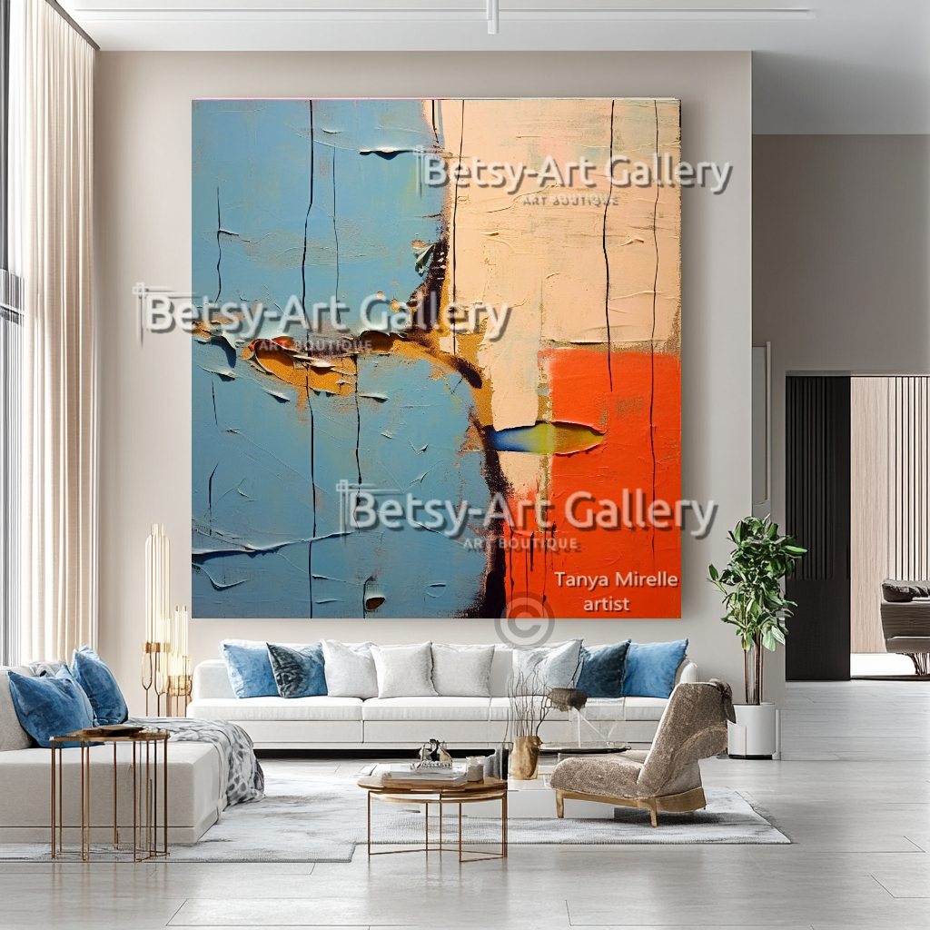 Minimalist Impasto Oil Painting – Abstract Textured Wall Art #38