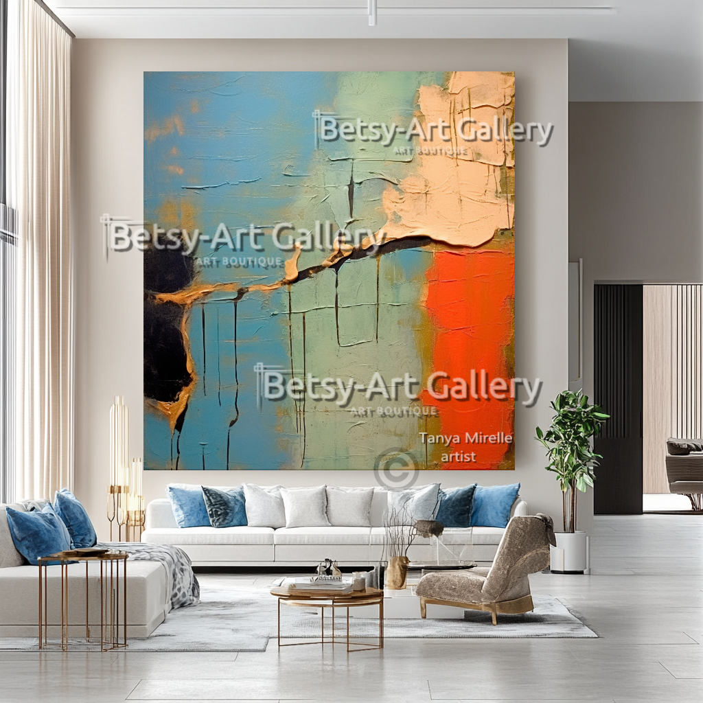 Minimalist Impasto Oil Painting – Abstract Textured Wall Art #38