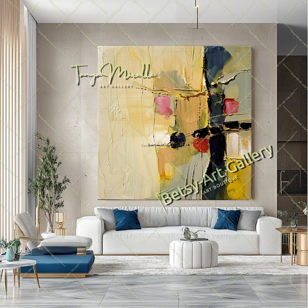 Earth Colors Abstract Painting – Contemporaryl Wall Art #162 – Large – Oil on Canvas – {{ product.title }} canvas artwork by Tanya Mirelle – modern wall decor – original artwork for home, living room, office, or gallery – original artwork by BETSY-ART GALLERY