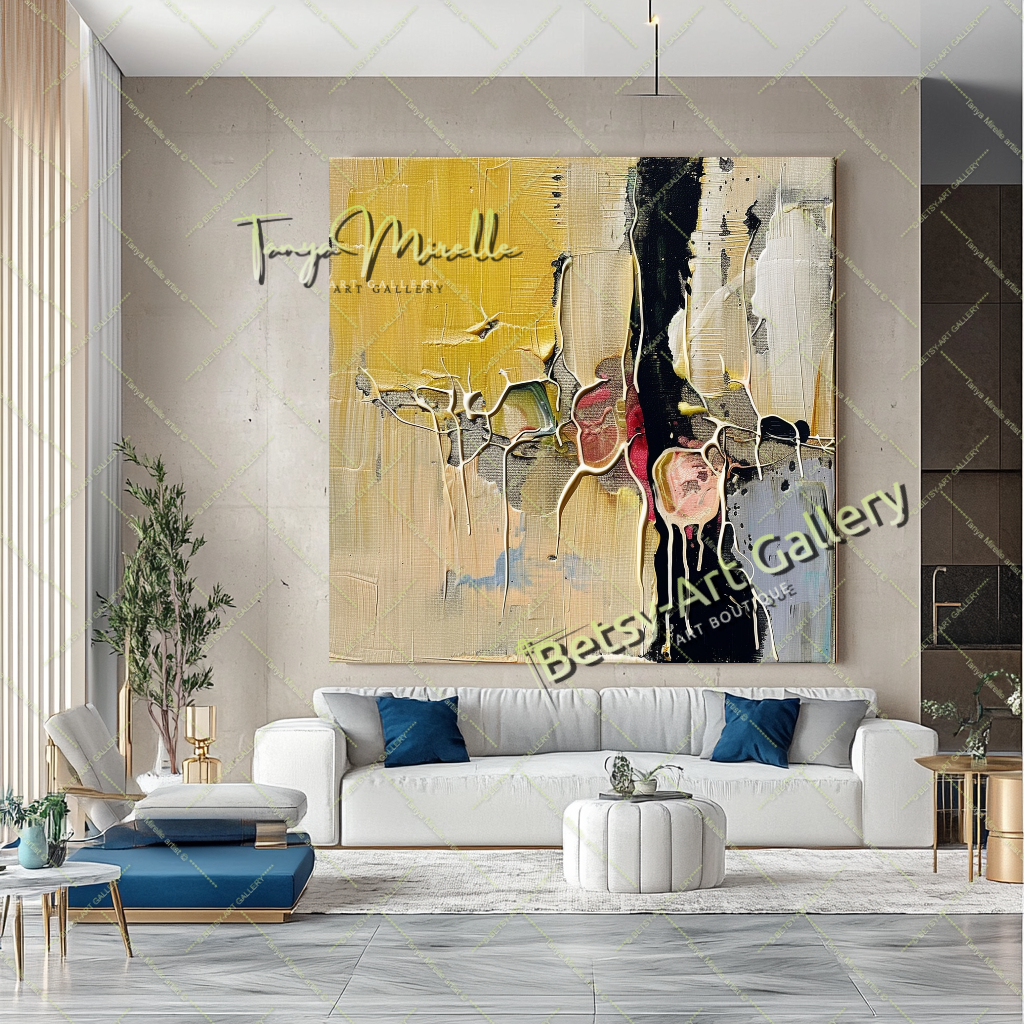 Earth Colors Abstract Painting – Contemporaryl Wall Art #162 – Large – Oil on Canvas – {{ product.title }} canvas artwork by Tanya Mirelle – modern wall decor – original artwork for home, living room, office, or gallery – original artwork by BETSY-ART GALLERY