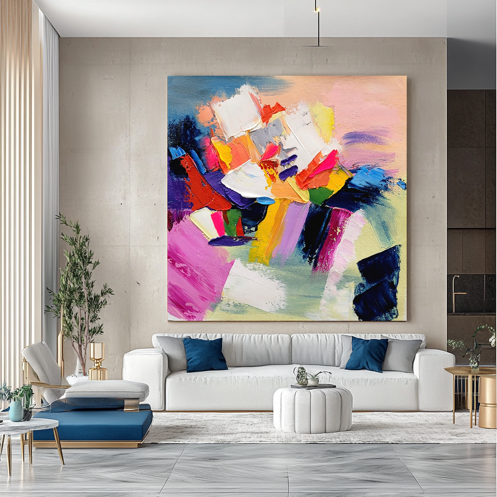 Modern Abstract Impasto Oil Painting on Canvas, Colorful Wall Art – Large – Oil on Canvas – {{ product.title }} canvas artwork by Tanya Mirelle – modern wall decor – original artwork for home, living room, office, or gallery – original artwork by BETSY-ART GALLERY