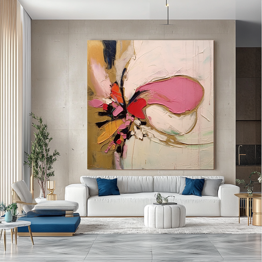 Tranquile Pastel Abstract Art - Modern Impasto Oil Painting on Canvas for Living Room, Office, Hotel