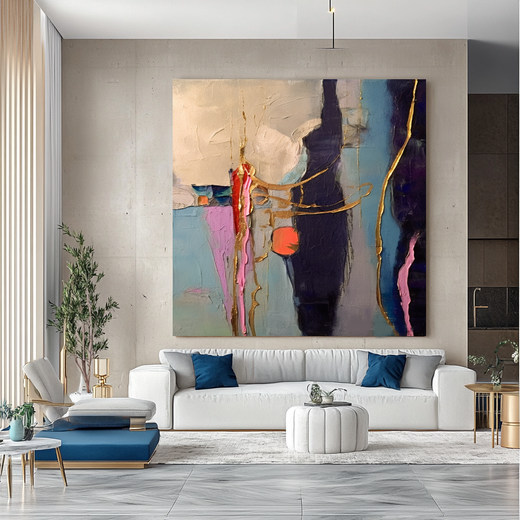 Original Purple Modern Abstract Art - Impasto Oil Painting on Canvas - Colorful Wall Art