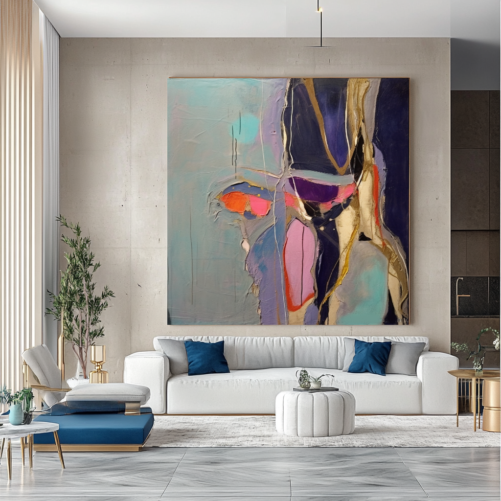 Original Purple Modern Abstract Art - Impasto Oil Painting on Canvas - Colorful Wall Art
