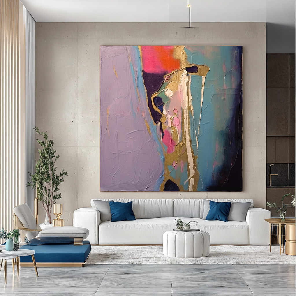 Original Purple Modern Abstract Art - Impasto Oil Painting on Canvas - Colorful Wall Art