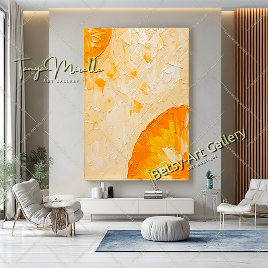 Orange Textured Painting, Minimalist Art, Contemporary Wall Decor