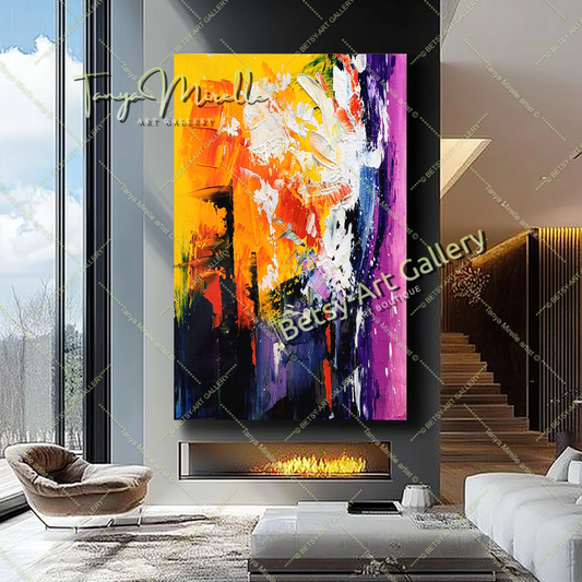 Radiant Explosion - Large Modern Abstract Impasto Painting on Canvas