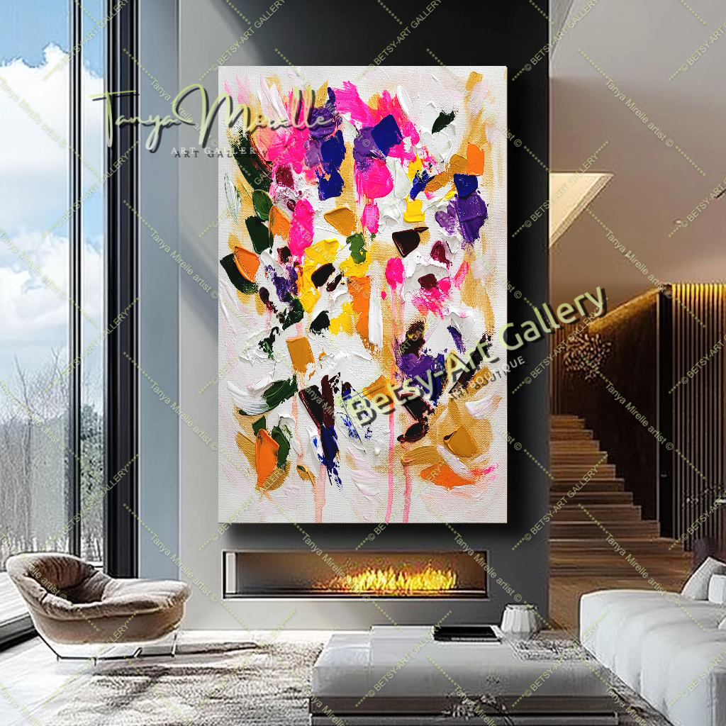 Blooming Radiance - Large Modern Abstract Impasto Oil Painting on Canvas
