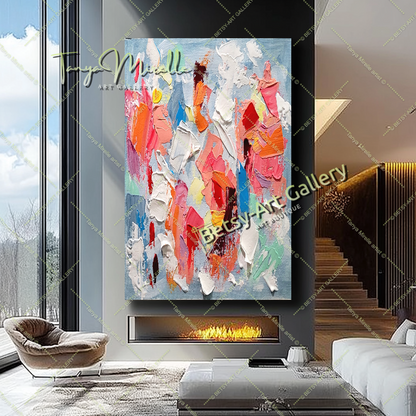 Colorful Chaos - Modern Abstract Impasto Painting on Canvas
