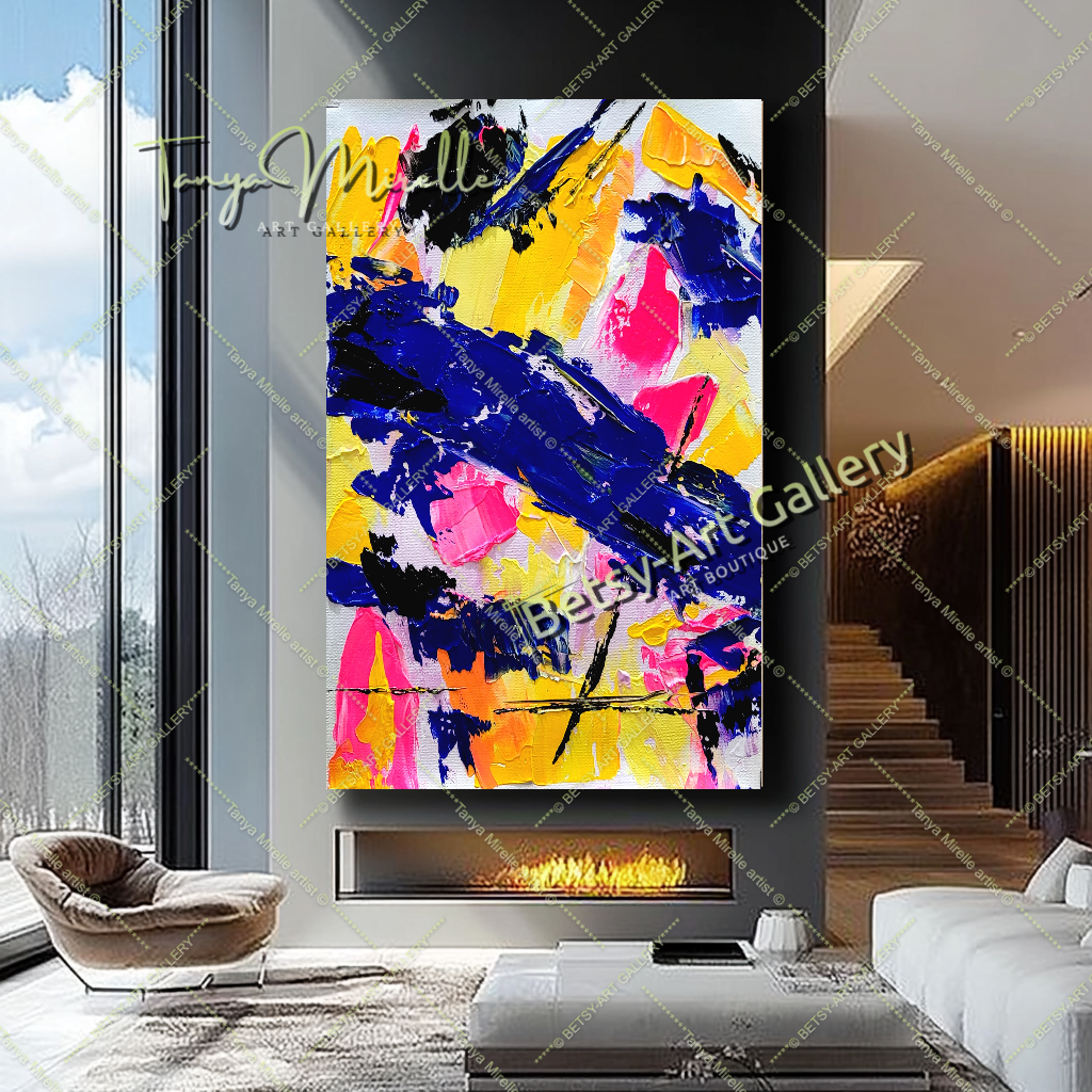 Electric Fusion - Large Abstract Textured Paintings for living room