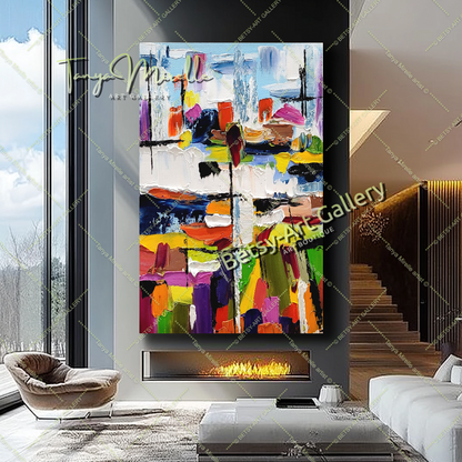 Urban Kaleidoscope - Modern Abstract Impasto Oil Painting on Canvas