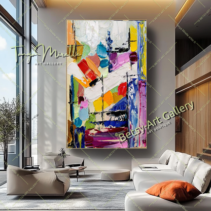 Large Abstract Colorful Impasto Oil Painting on Canvas # 219