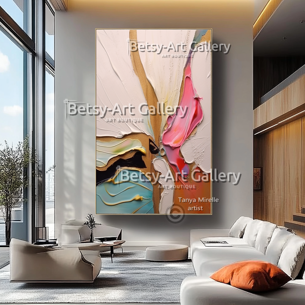 Colorful Abstract Painting – Large Modern Textured Canvas Wall Art #31