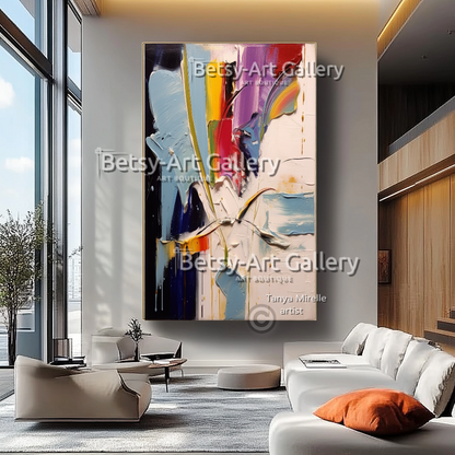 Colorful Impasto Oil Painting - Large Textured Abstract Wall Art #46