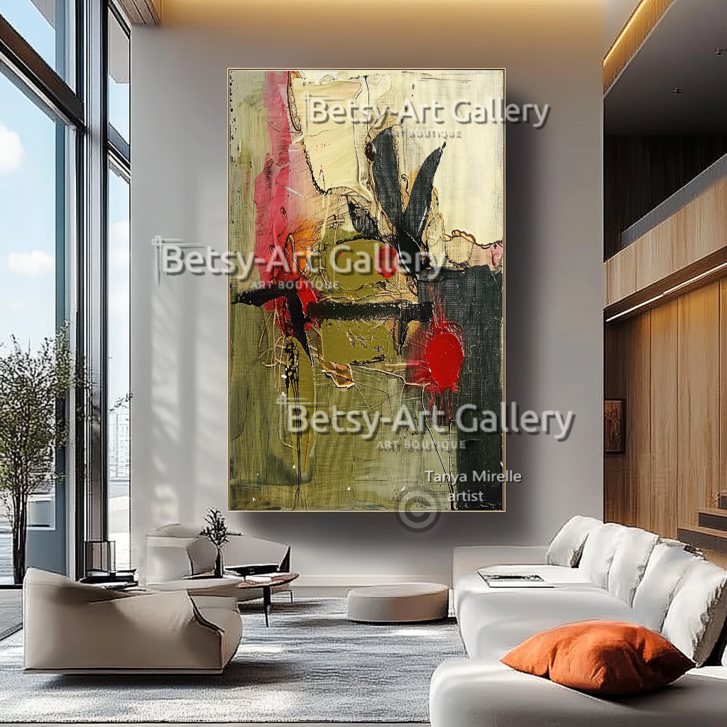 Terra Colors Textured Modern Abstract Impasto Oil Painting on Canvas #14 – Large – Oil on Canvas – {{ product.title }} canvas artwork by Tanya Mirelle – modern wall decor – original artwork for home, living room, office, or gallery – original artwork by BETSY-ART GALLERY