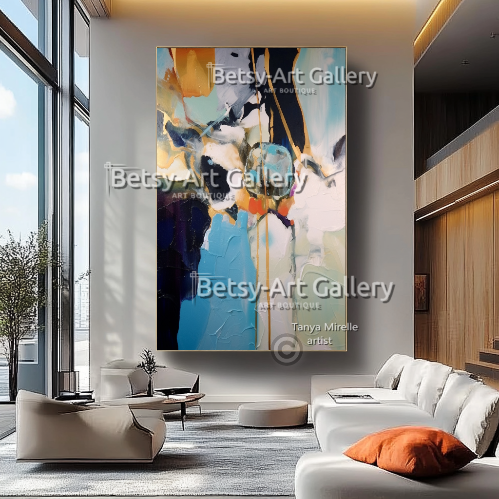 Dream Currents – Abstract Impasto Ocean-Inspired Wall Art #52 – Large – Oil on Canvas – {{ product.title }} canvas artwork by Tanya Mirelle – modern wall decor – original artwork for home, living room, office, or gallery – original artwork by BETSY-ART GALLERY