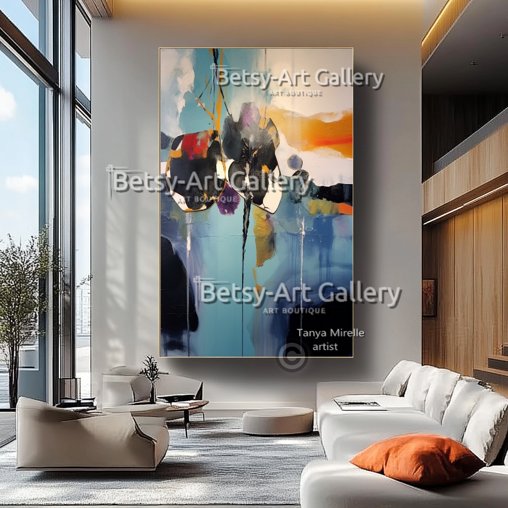 Dream Currents – Abstract Impasto Ocean-Inspired Wall Art #52 – Large – Oil on Canvas – {{ product.title }} canvas artwork by Tanya Mirelle – modern wall decor – original artwork for home, living room, office, or gallery – original artwork by BETSY-ART GALLERY