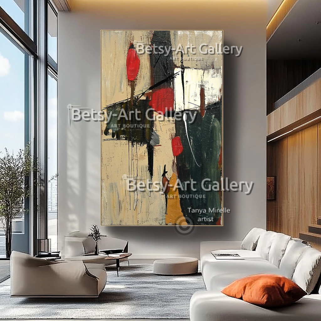 Terra Colors Textured Modern Abstract Impasto Oil Painting on Canvas #14 – Large – Oil on Canvas – {{ product.title }} canvas artwork by Tanya Mirelle – modern wall decor – original artwork for home, living room, office, or gallery – original artwork by BETSY-ART GALLERY