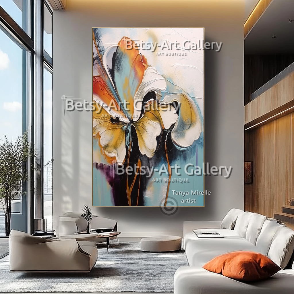 Floral Abstract Impasto Oil Painting on Canvas #23