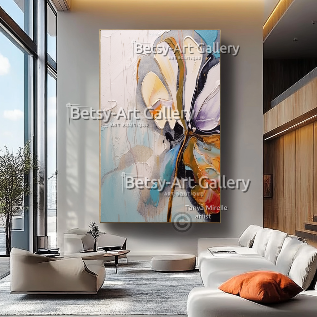 Floral Abstract Impasto Oil Painting on Canvas #23