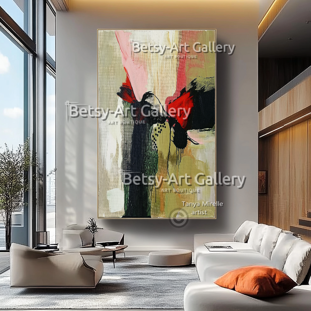 Terra Colors Textured Modern Abstract Impasto Oil Painting on Canvas #10 – Large – Oil on Canvas – {{ product.title }} canvas artwork by Tanya Mirelle – modern wall decor – original artwork for home, living room, office, or gallery – original artwork by BETSY-ART GALLERY