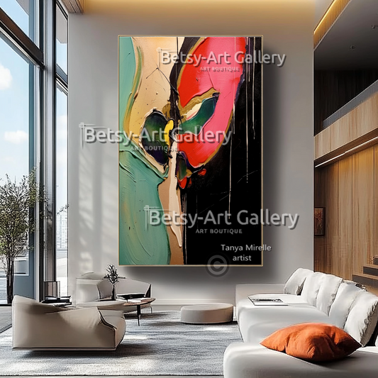 Deep Colors Modern Abstract - Textured Painting on Canvas #28