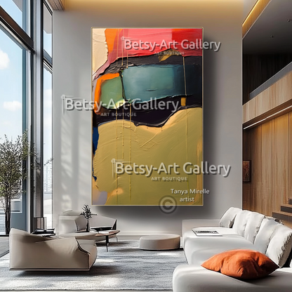 Deep Colors Modern Abstract - Textured Painting on Canvas #28