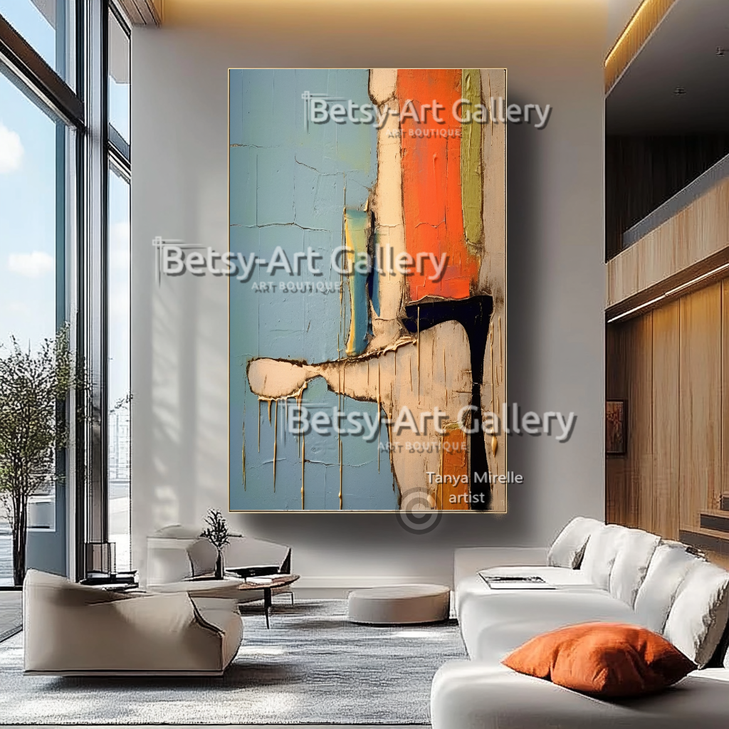 Minimalist Impasto Oil Painting – Abstract Textured Wall Art #38
