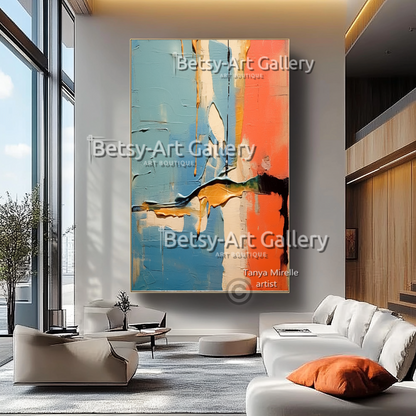 Minimalist Impasto Oil Painting – Abstract Textured Wall Art #38