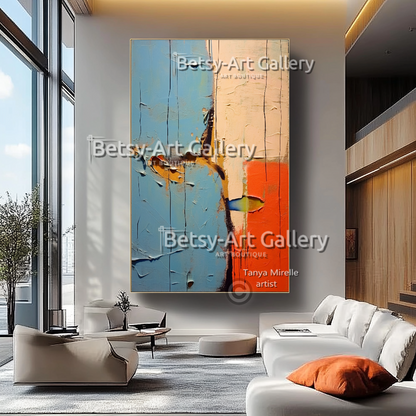 Minimalist Impasto Oil Painting – Abstract Textured Wall Art #38
