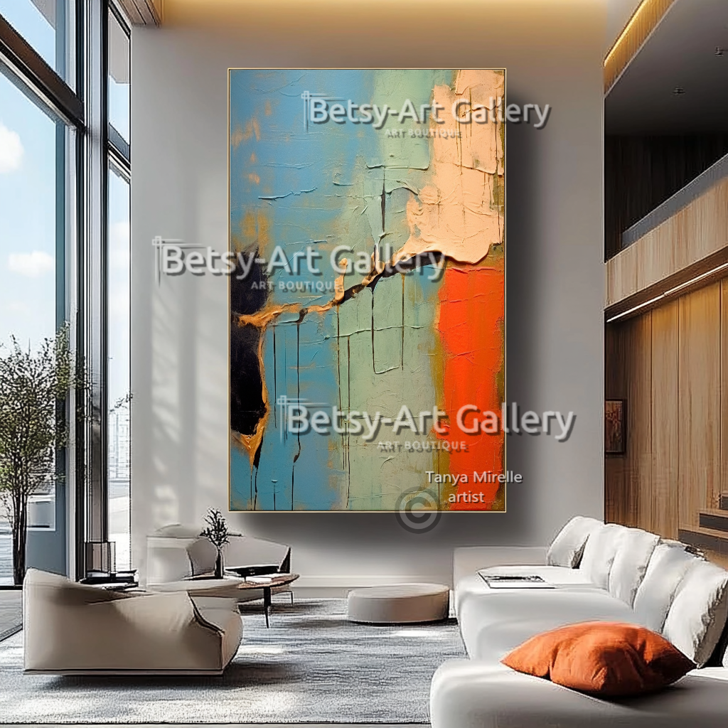 Minimalist Impasto Oil Painting – Abstract Textured Wall Art #38