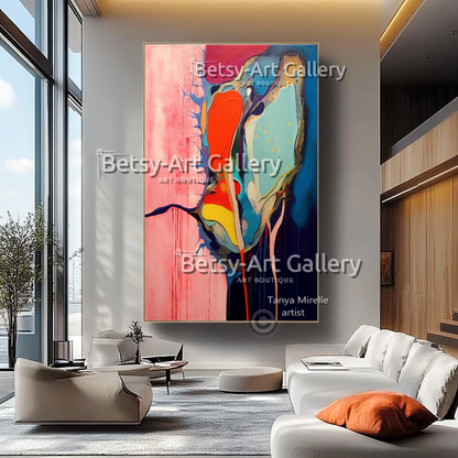 Bold Abstract Splash Colorful Impasto Oil Painting – Textured Wall Art #41