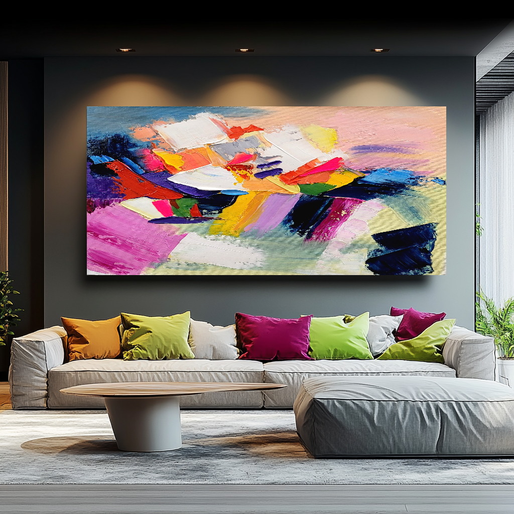 Modern Abstract Impasto Oil Painting on Canvas, Colorful Wall Art – Large – Oil on Canvas – {{ product.title }} canvas artwork by Tanya Mirelle – modern wall decor – original artwork for home, living room, office, or gallery – original artwork by BETSY-ART GALLERY