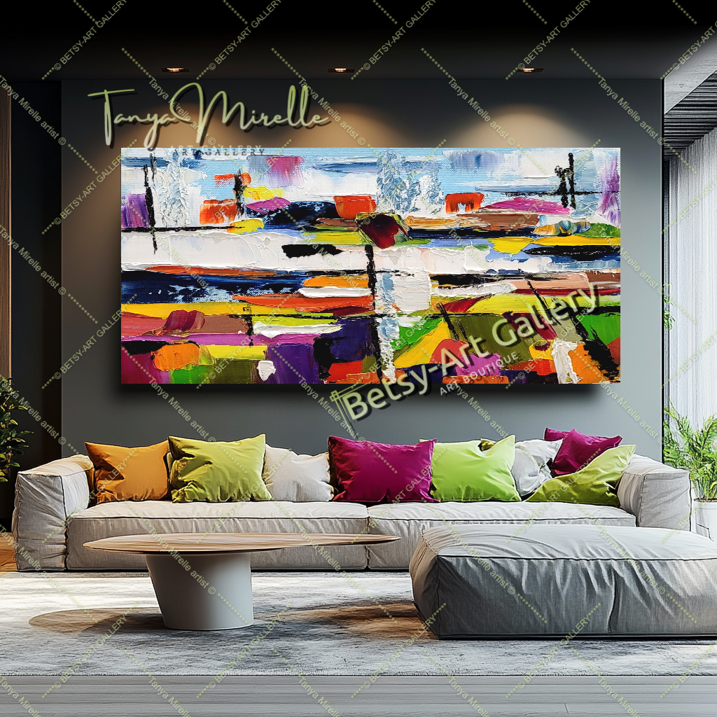 Urban Kaleidoscope - Modern Abstract Impasto Oil Painting on Canvas
