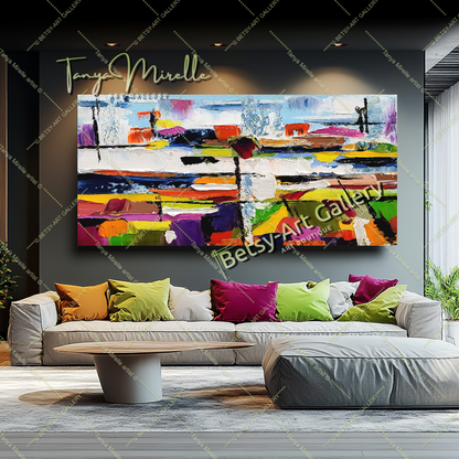 Urban Kaleidoscope - Modern Abstract Impasto Oil Painting on Canvas